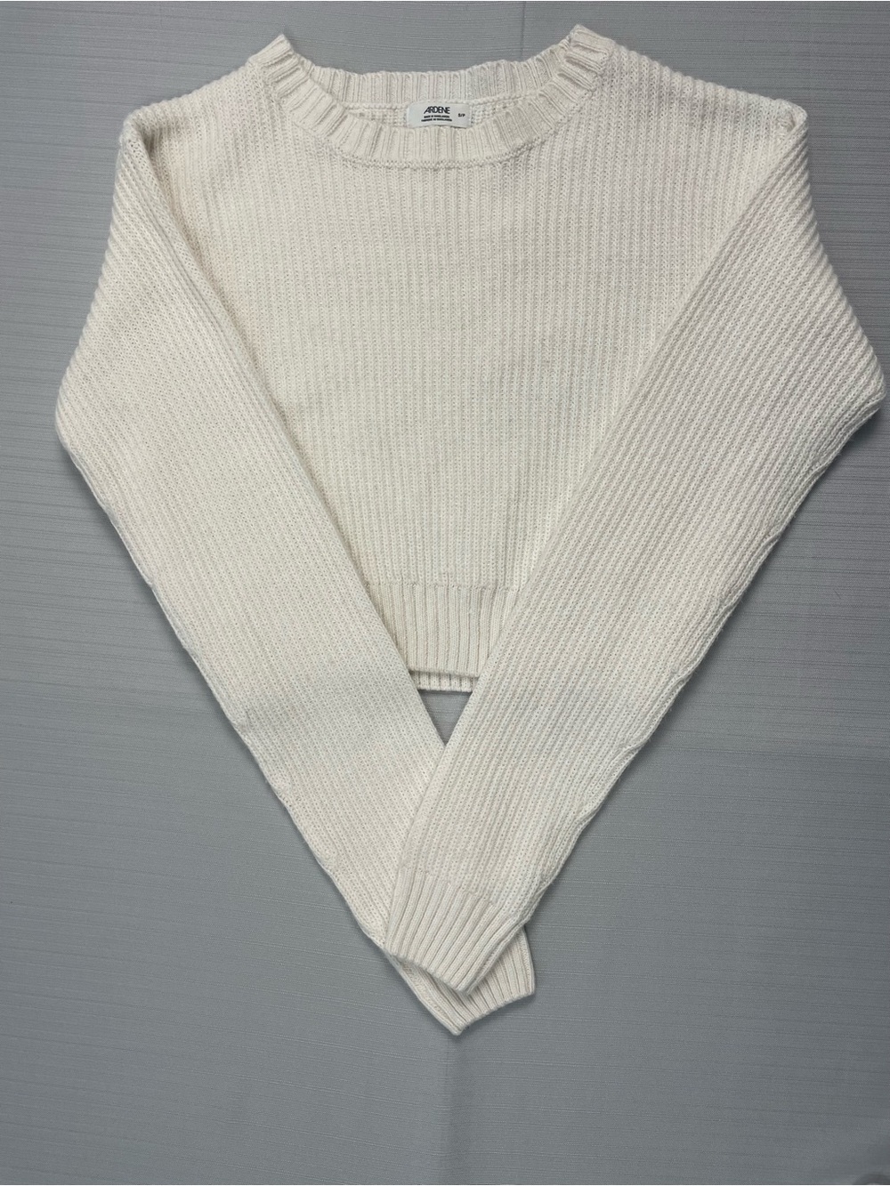 Ardene Cream Ribbed Crewneck Sweater size small